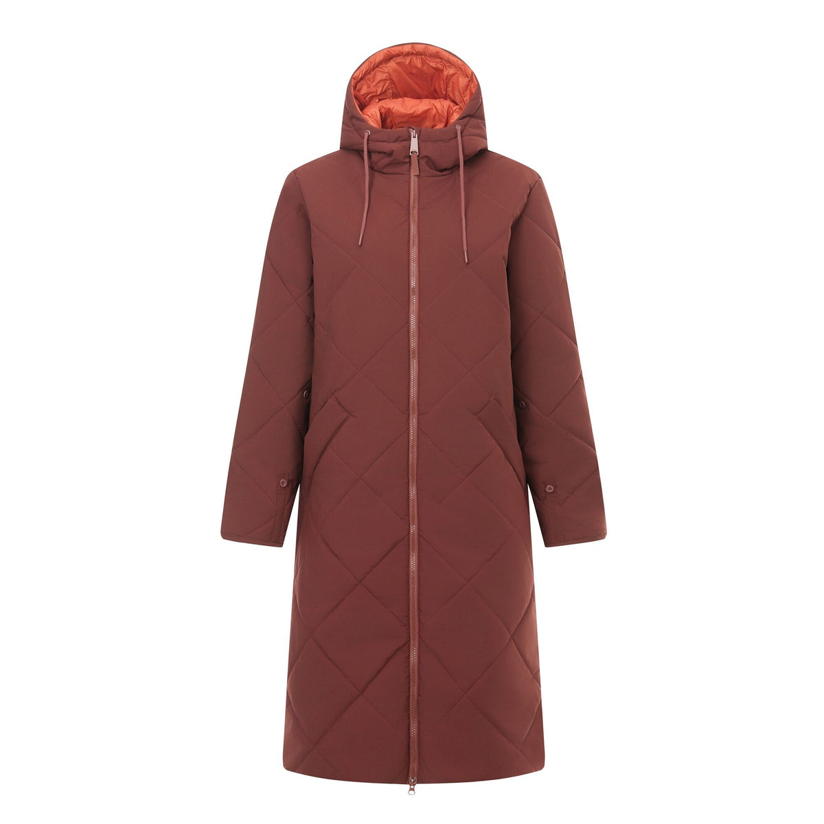 Dark Cherry-Brick - Front - Regatta Womens-Ladies Elryse Quilted Long Length Jacket
