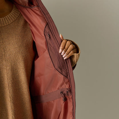 Dark Cherry-Brick - Close up - Regatta Womens-Ladies Elryse Quilted Long Length Jacket
