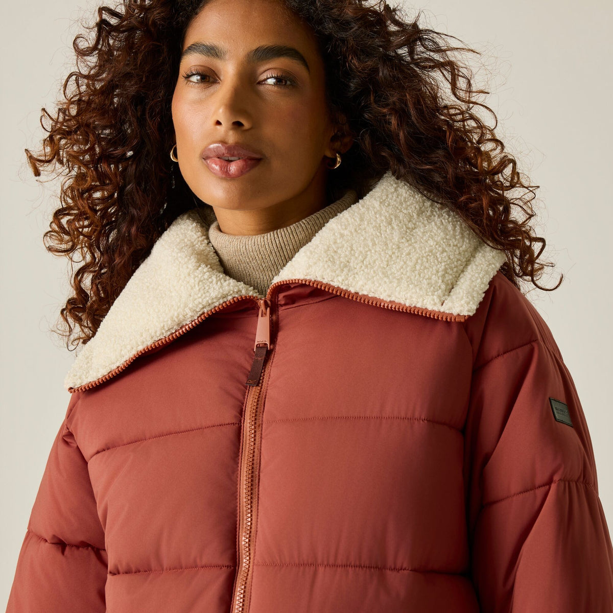 Brick-Light Vanilla - Close up - Regatta Womens-Ladies Kayana Padded Jacket