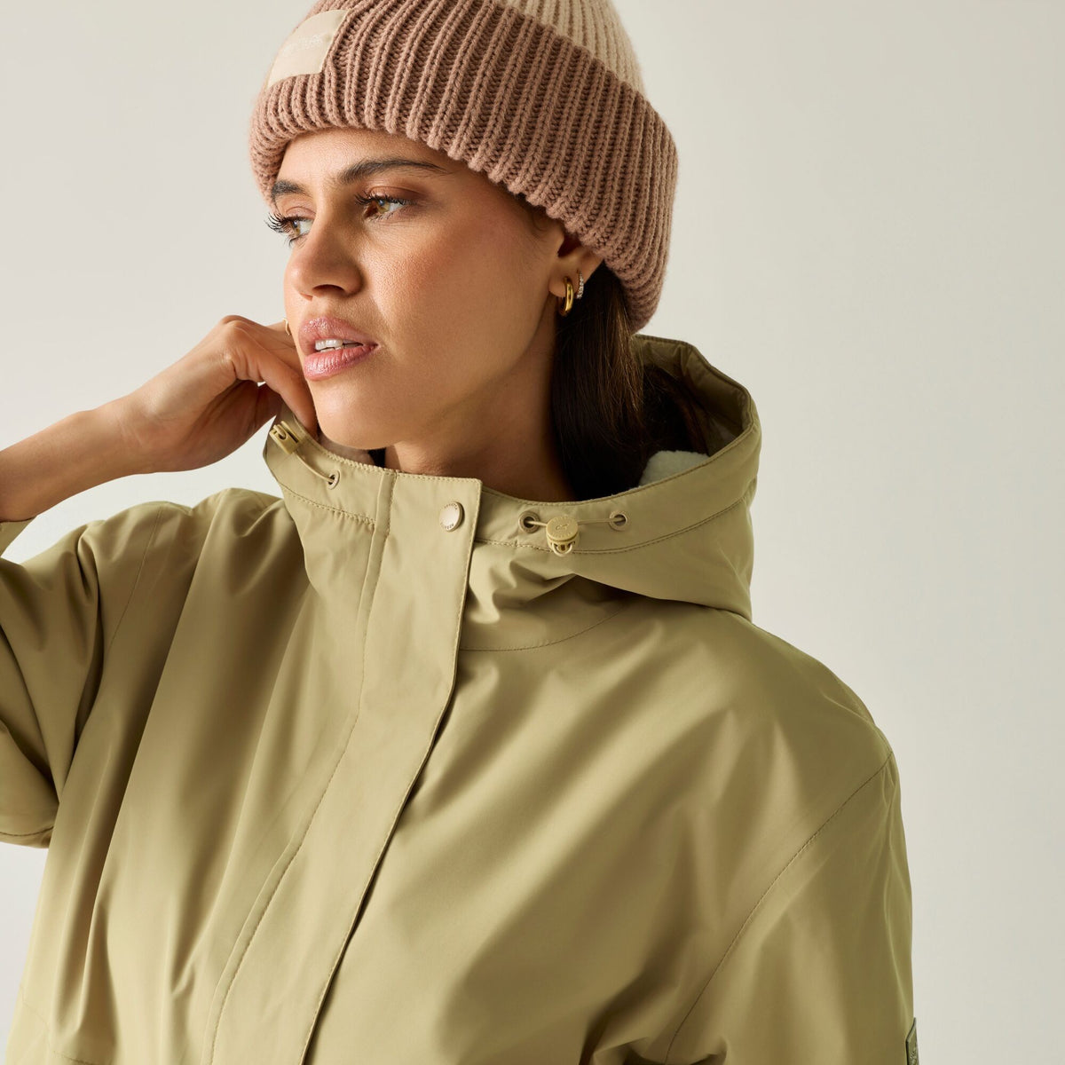 Barleycorn-Light Vanilla - Close up - Regatta Womens-Ladies Brielly Waterproof Jacket