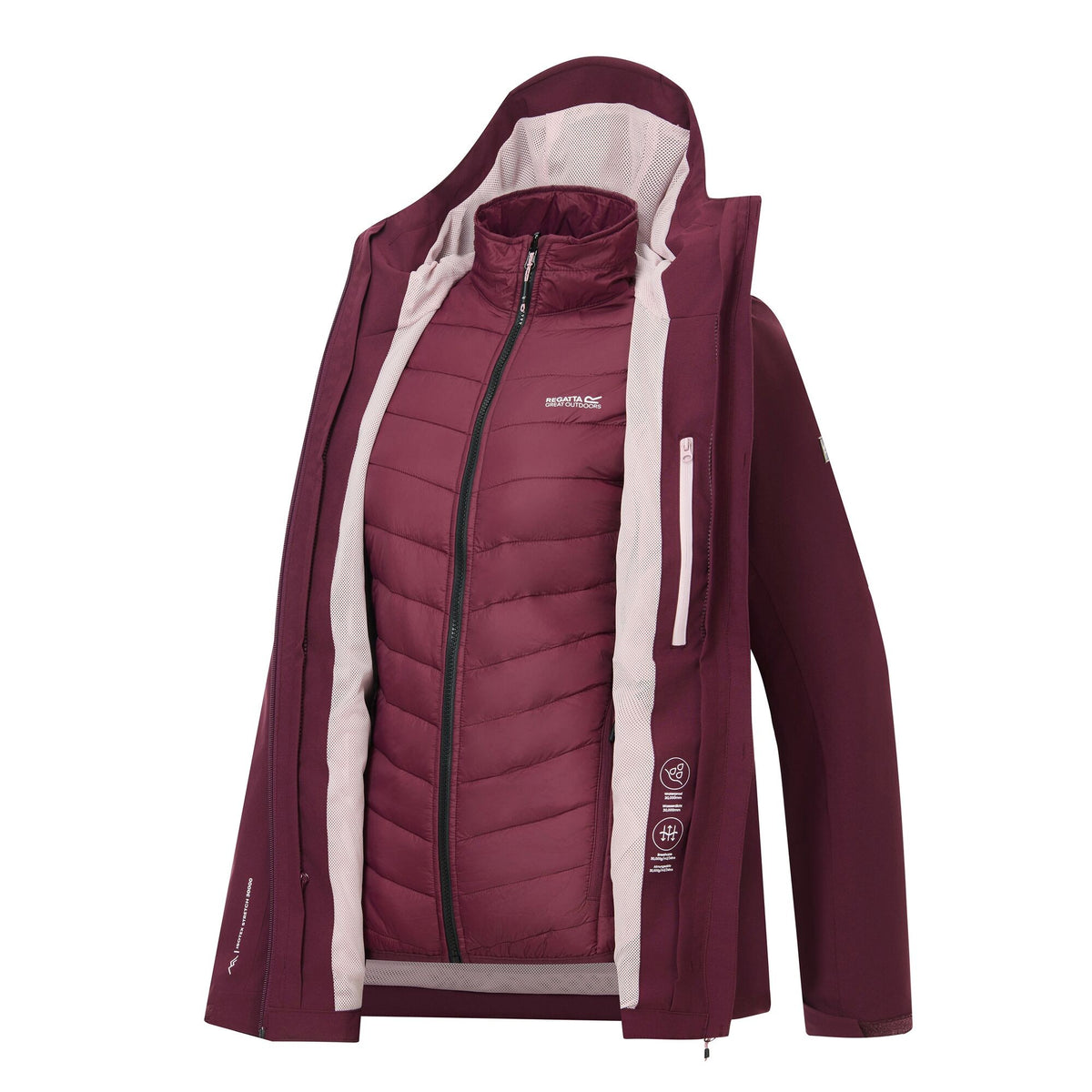 Fig - Pack Shot - Regatta Womens-Ladies Wentwood 3 in 1 Jacket