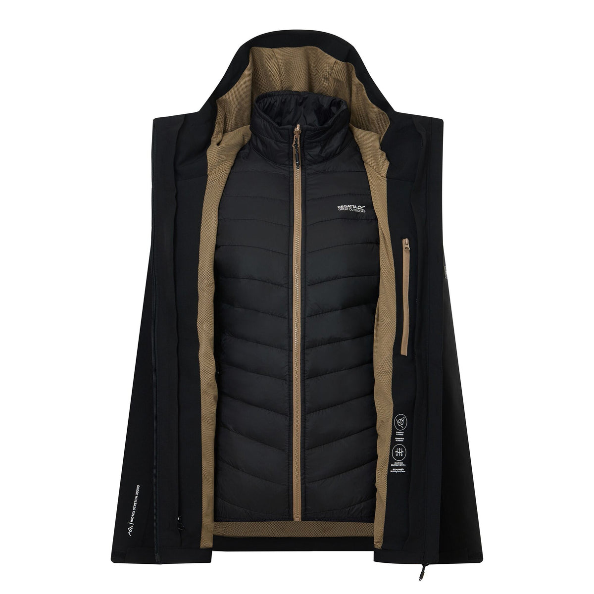 Black-Mocha - Lifestyle - Regatta Womens-Ladies Wentwood 3 in 1 Jacket