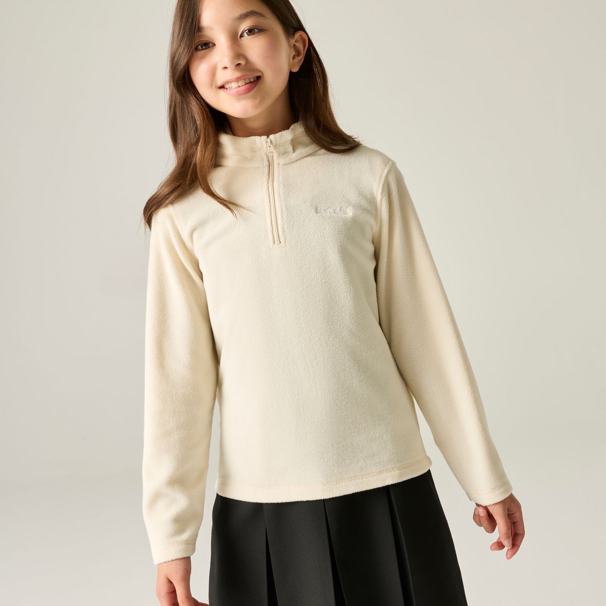 Light Vanilla - Pack Shot - Regatta Childrens-Kids Hot Shot II Plain Half Zip Fleece Top