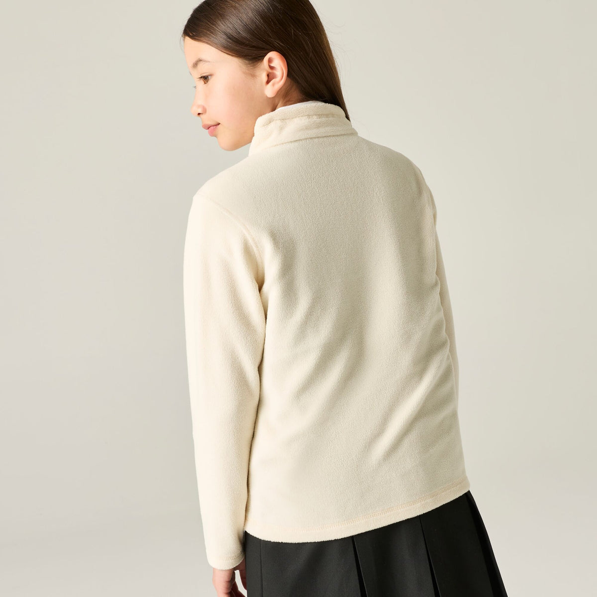 Light Vanilla - Close up - Regatta Childrens-Kids Hot Shot II Plain Half Zip Fleece Top