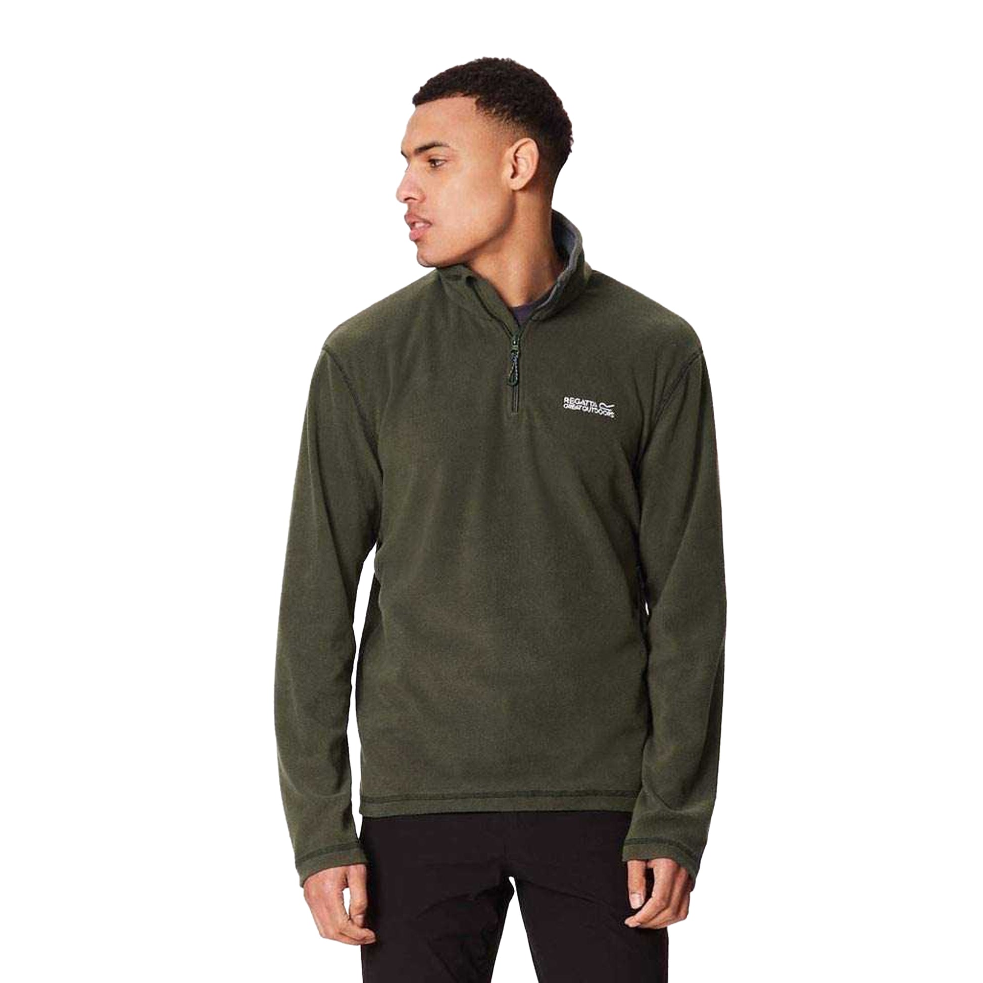 Dark Khaki - Side - Regatta Great Outdoors Mens Thompson Half Zip Fleece Top
