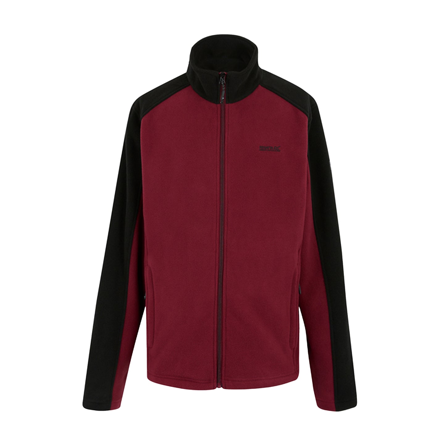 Dark Maroon-Black - Front - Regatta Great Outdoors Mens Hedman II Two Tone Full Zip Fleece Jacket