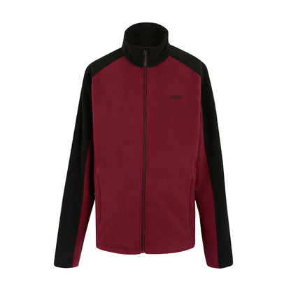 Dark Maroon-Black - Front - Regatta Great Outdoors Mens Hedman II Two Tone Full Zip Fleece Jacket