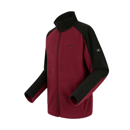 Dark Maroon-Black - Side - Regatta Great Outdoors Mens Hedman II Two Tone Full Zip Fleece Jacket