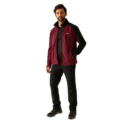 Dark Maroon-Black - Lifestyle - Regatta Great Outdoors Mens Hedman II Two Tone Full Zip Fleece Jacket