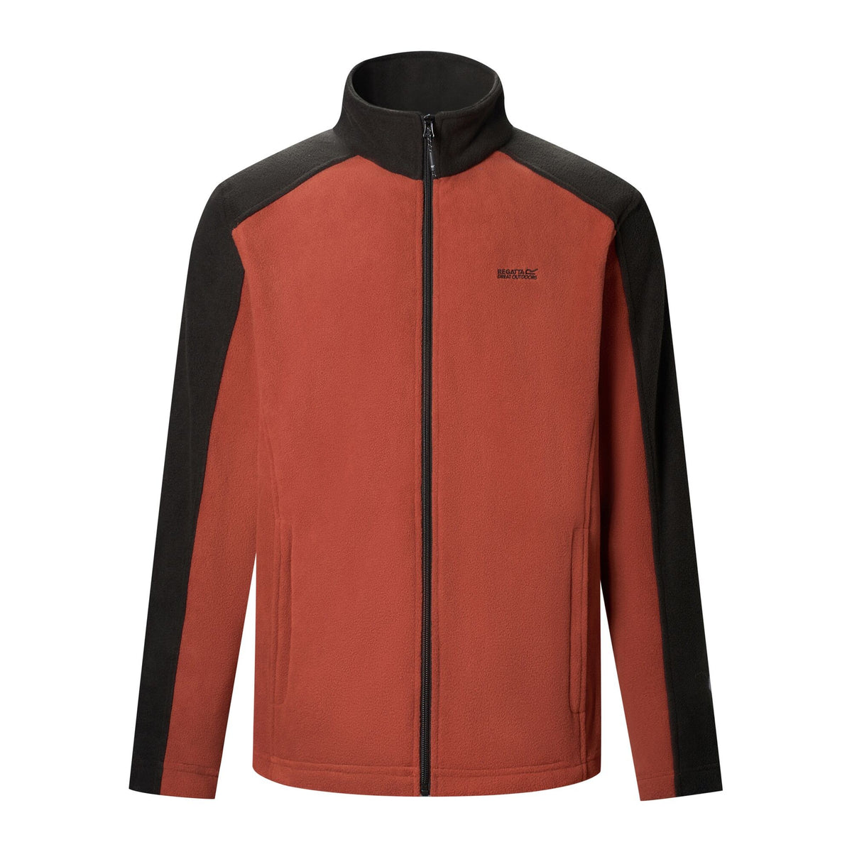 Burnt Henna-Black - Front - Regatta Great Outdoors Mens Hedman II Two Tone Full Zip Fleece Jacket