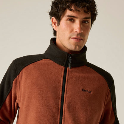 Burnt Henna-Black - Pack Shot - Regatta Great Outdoors Mens Hedman II Two Tone Full Zip Fleece Jacket