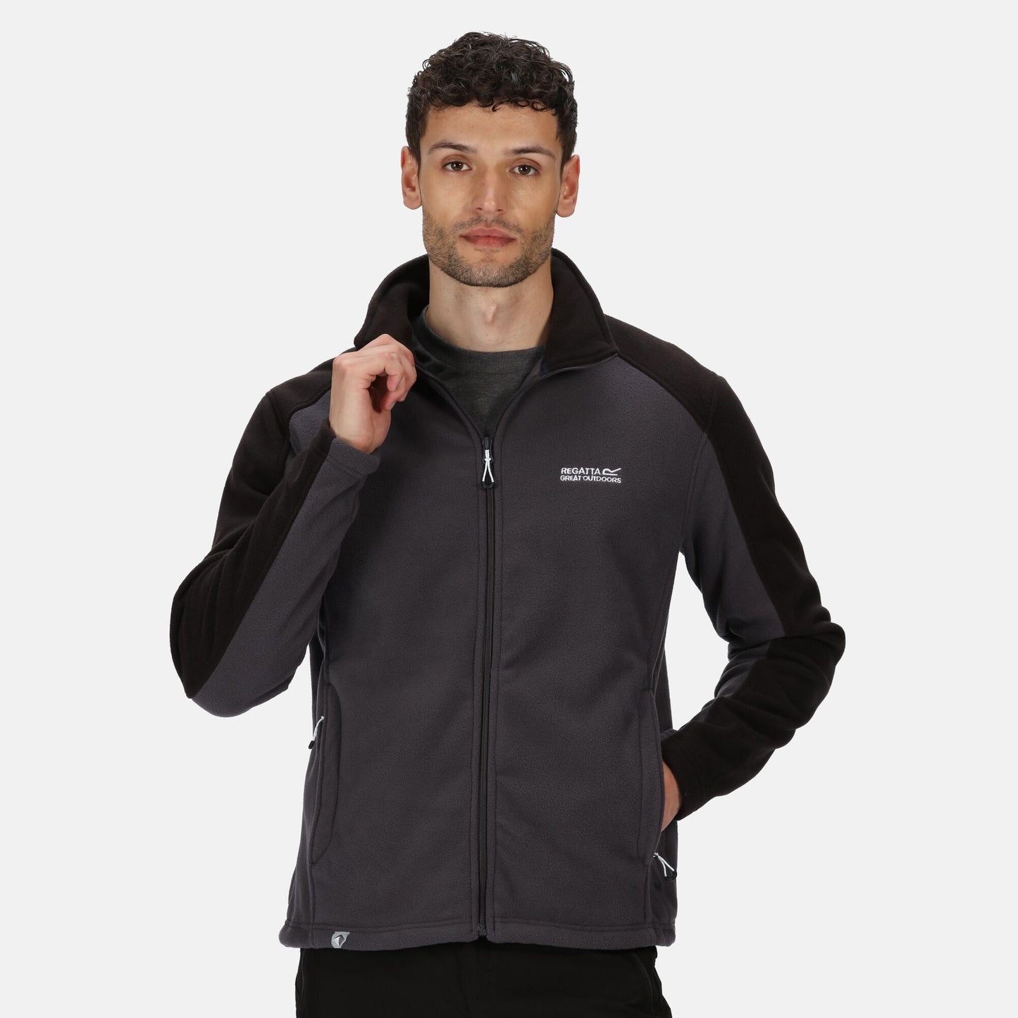 Iron-Black - Back - Regatta Great Outdoors Mens Hedman II Two Tone Full Zip Fleece Jacket