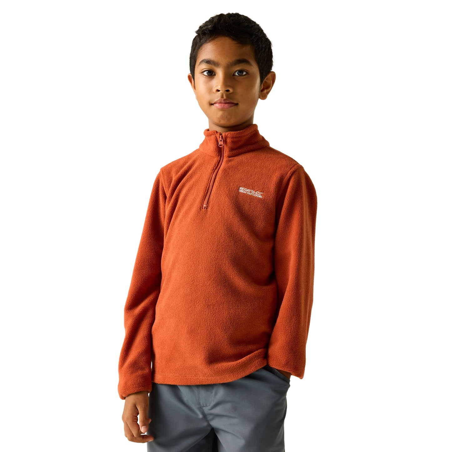 Brick - Lifestyle - Regatta Great Outdoors Childrens-Kids Hot Shot II Half Zip Fleece Top