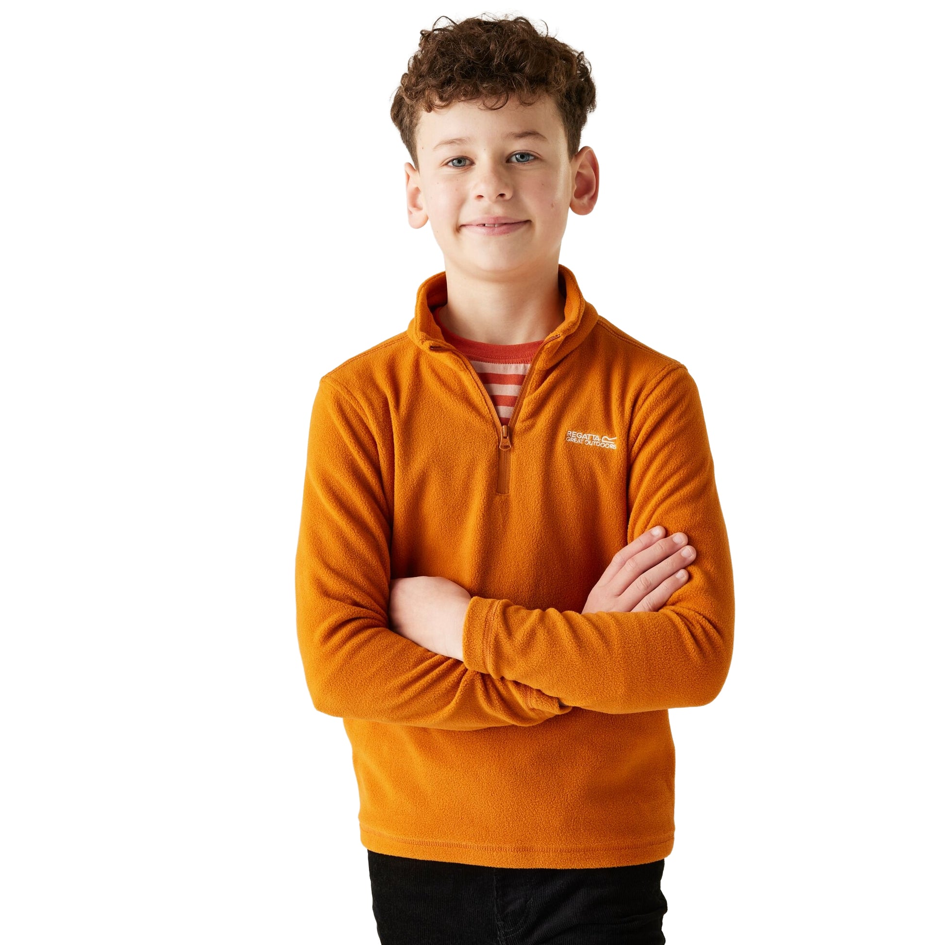 Pumpkin Spice - Side - Regatta Great Outdoors Childrens-Kids Hot Shot II Half Zip Fleece Top