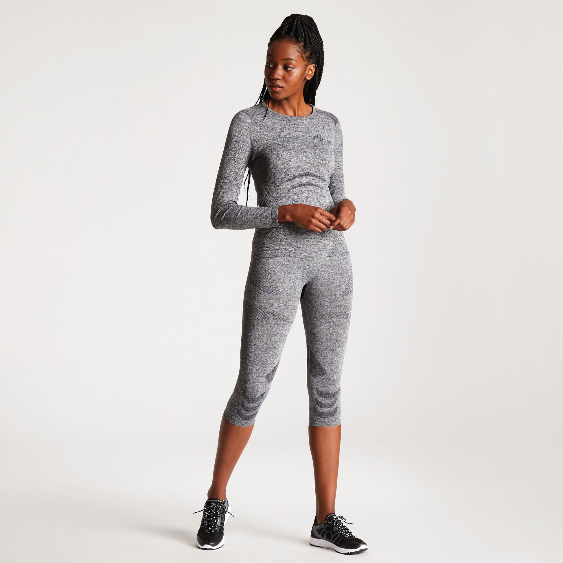 Charcoal Grey - Lifestyle - Dare 2B Womens-Ladies Zonal III 3-4 Baselayer Bottoms-Leggings