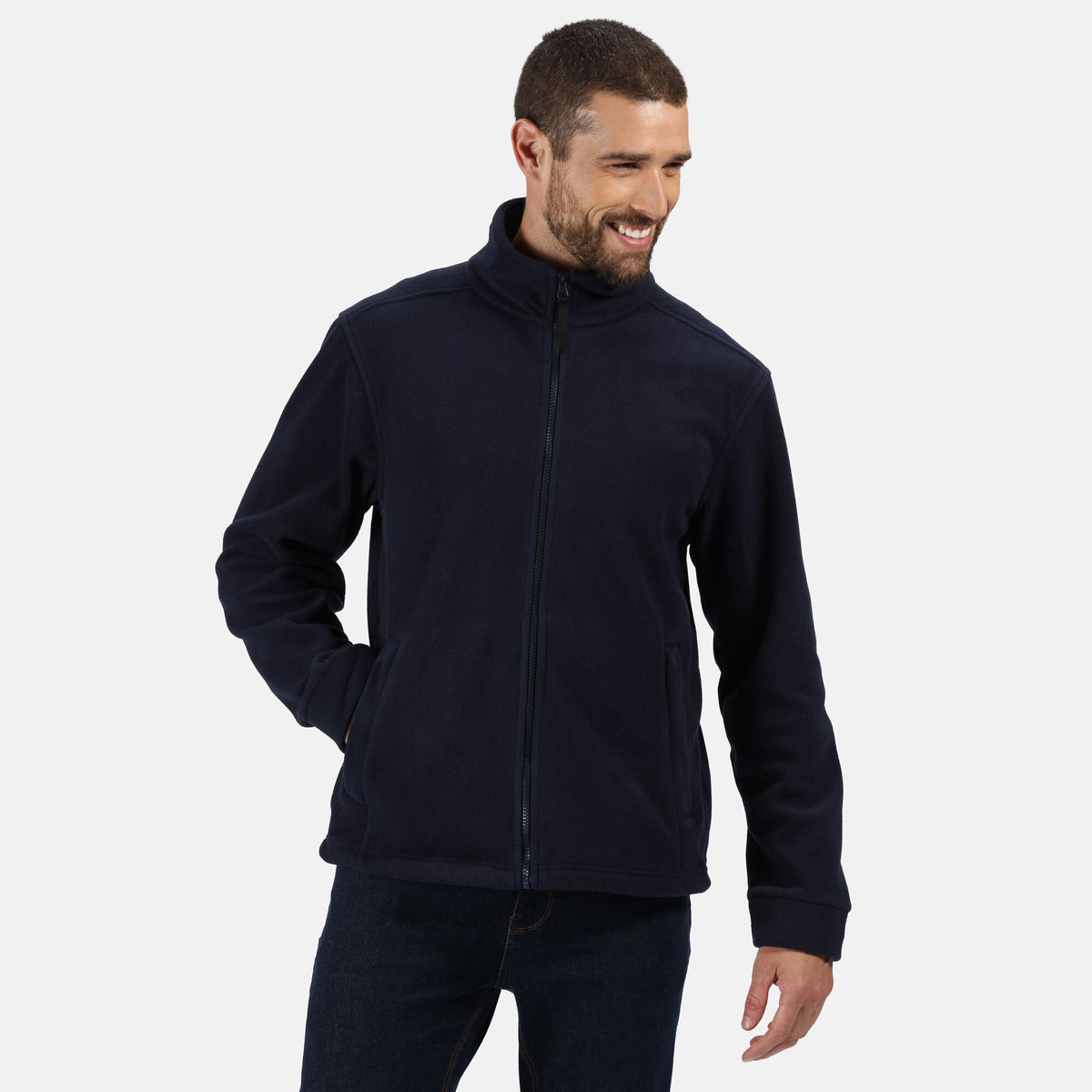 Navy - Side - Regatta Professional Mens Full Zip Fleece Jacket