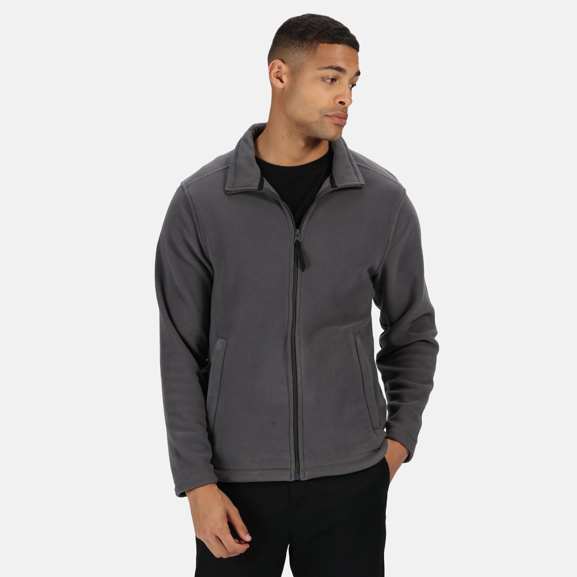 Seal Grey - Back - Regatta Professional Mens Plain Micro Fleece Full Zip Jacket (Layer Lite)