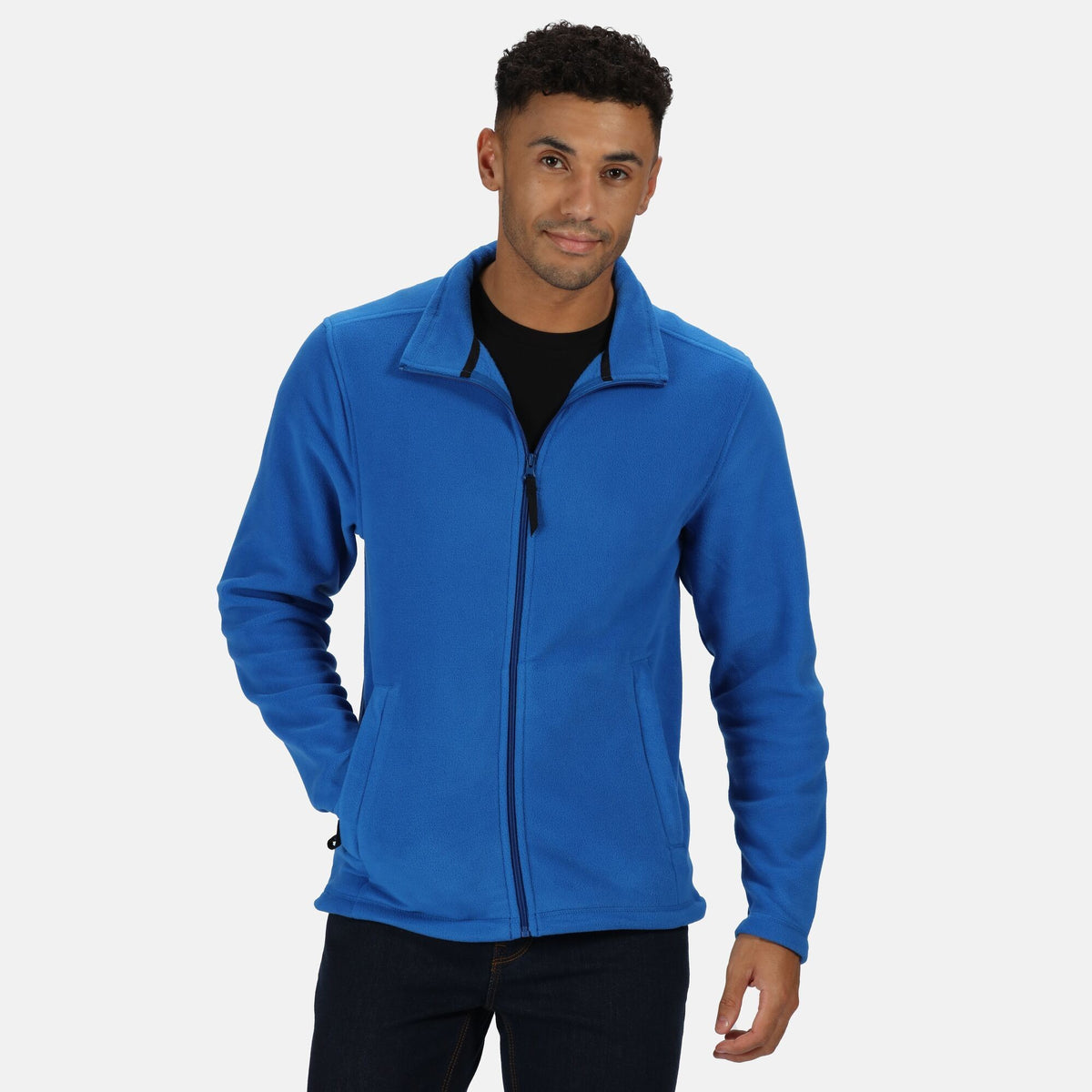 Oxford Blue - Back - Regatta Professional Mens Plain Micro Fleece Full Zip Jacket (Layer Lite)