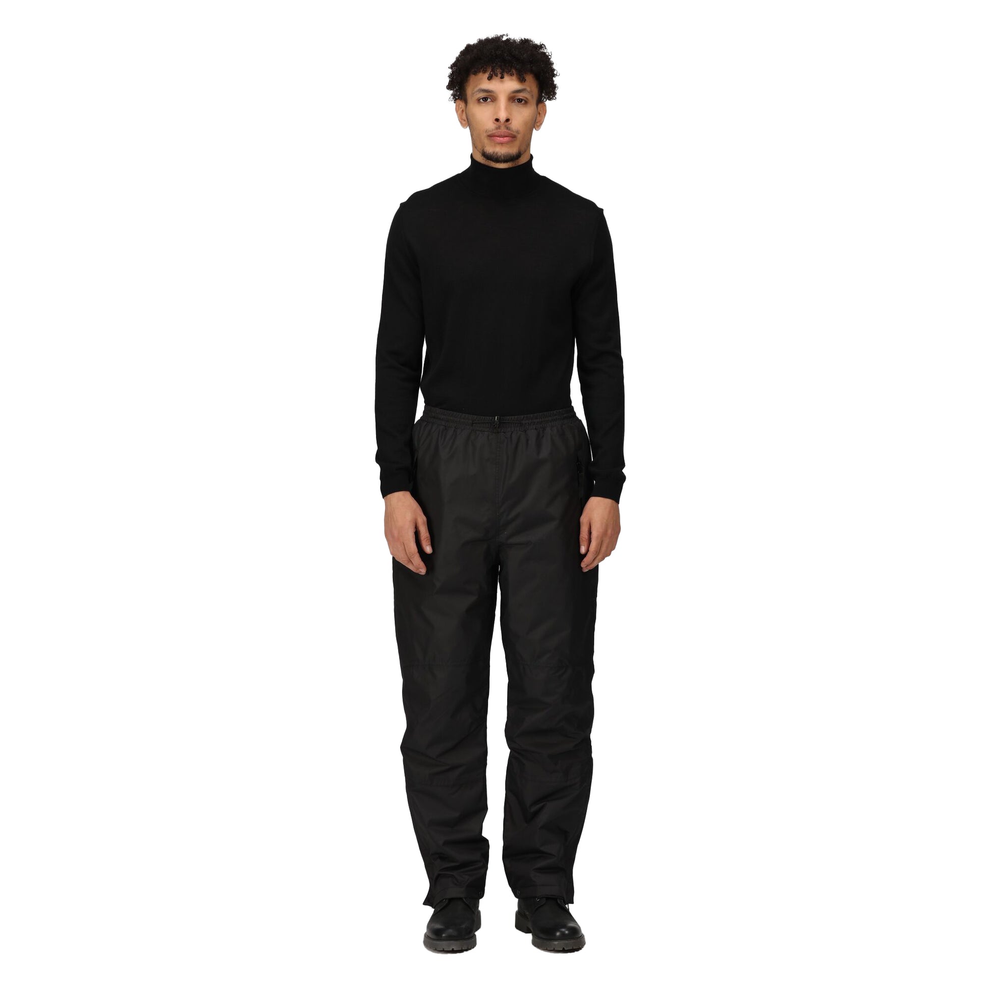 Black - Side - Regatta Professional Mens Wetherby Rain Padded Over Trouser (31inch Leg Length)