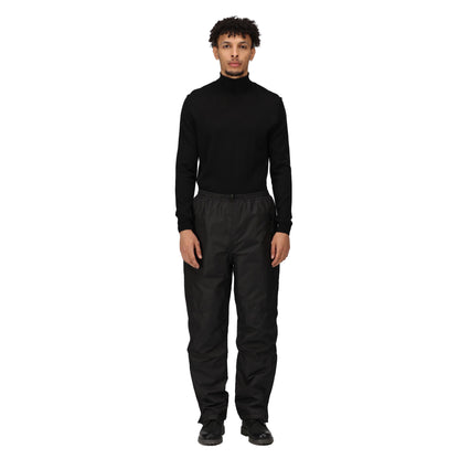 Black - Side - Regatta Professional Mens Wetherby Rain Padded Over Trouser (31inch Leg Length)