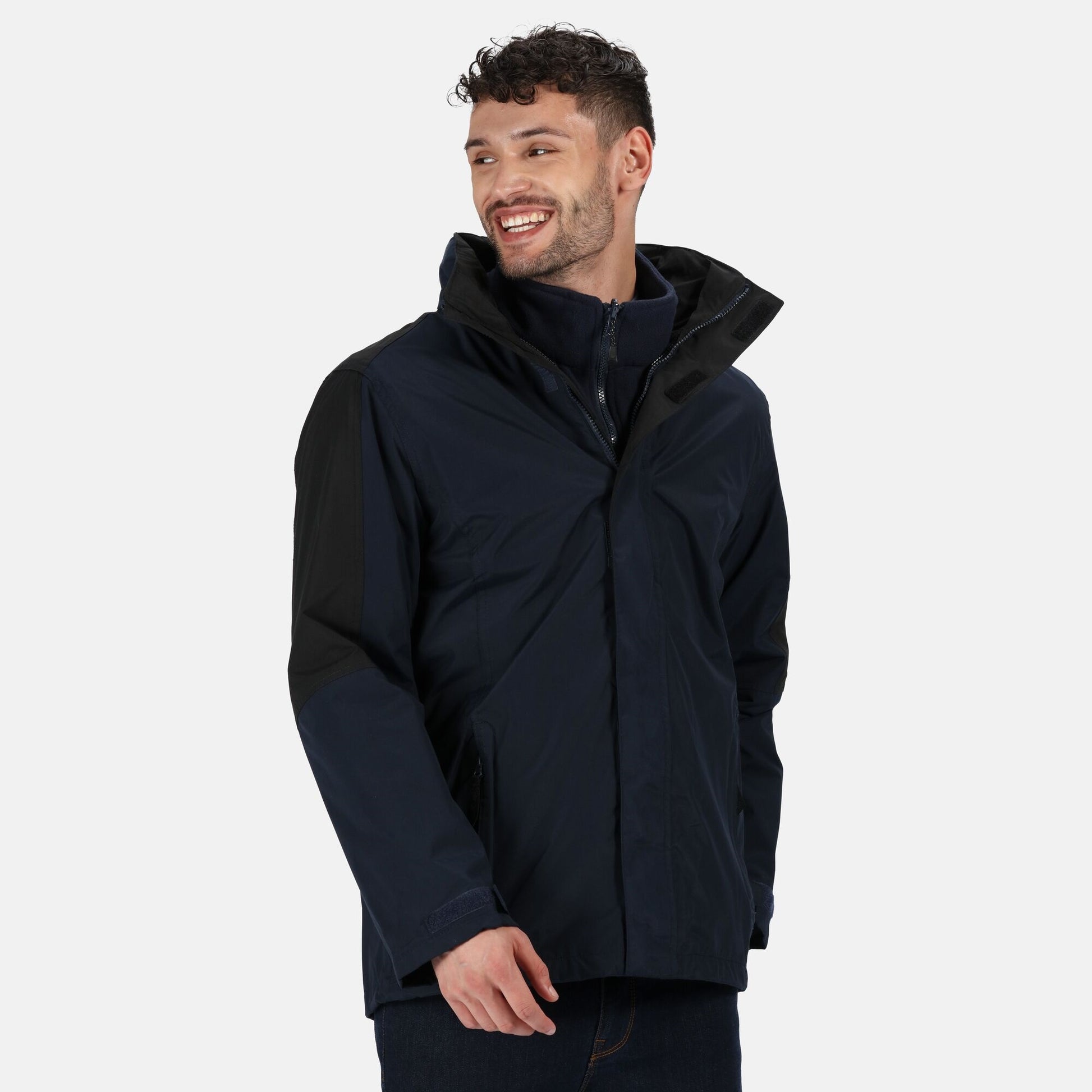 Navy - Black - Side - Regatta Professional Mens Waterproof Jacket