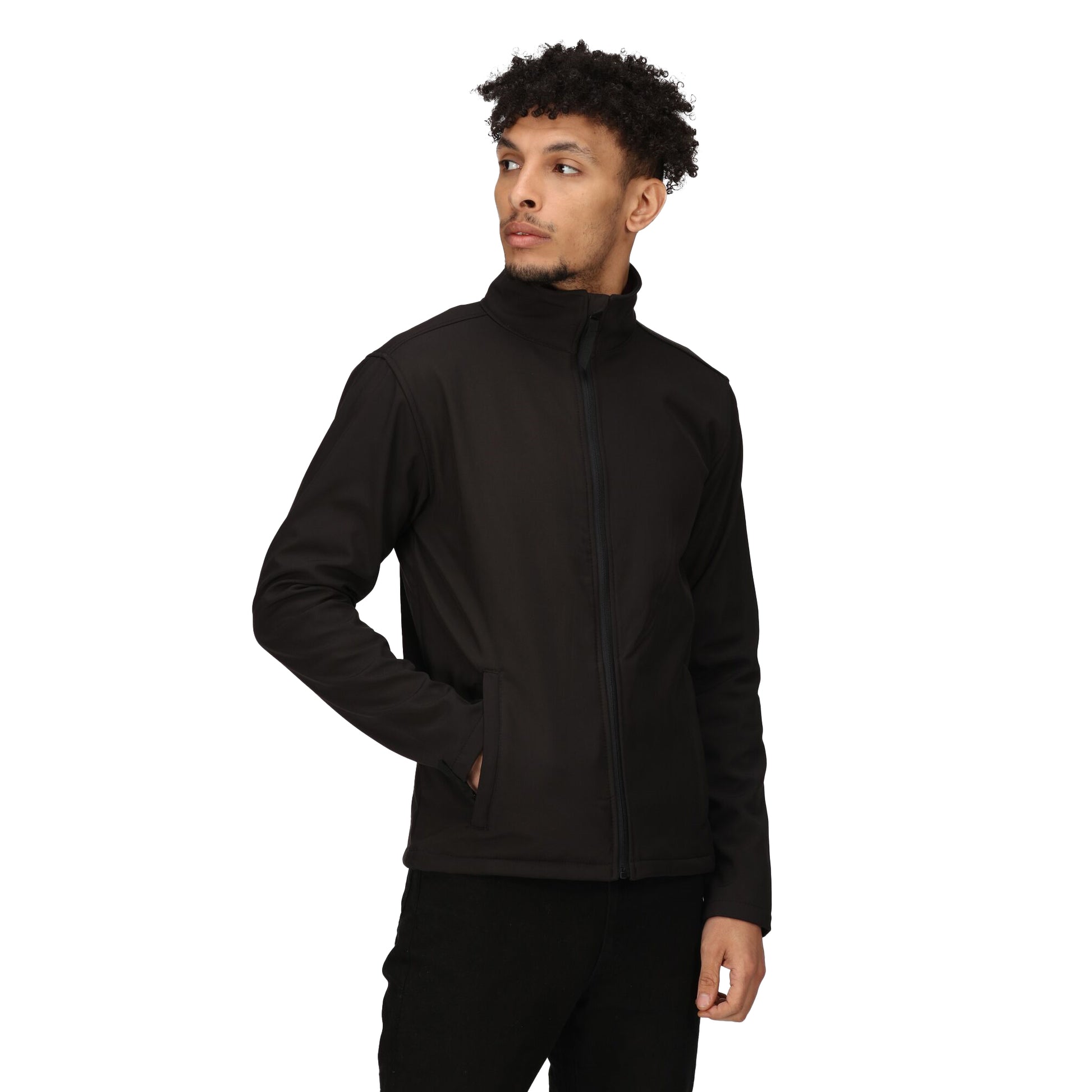 Black - Side - Regatta Professional Reid Mens Softshell Wind Resistant Water Repellent Jacket