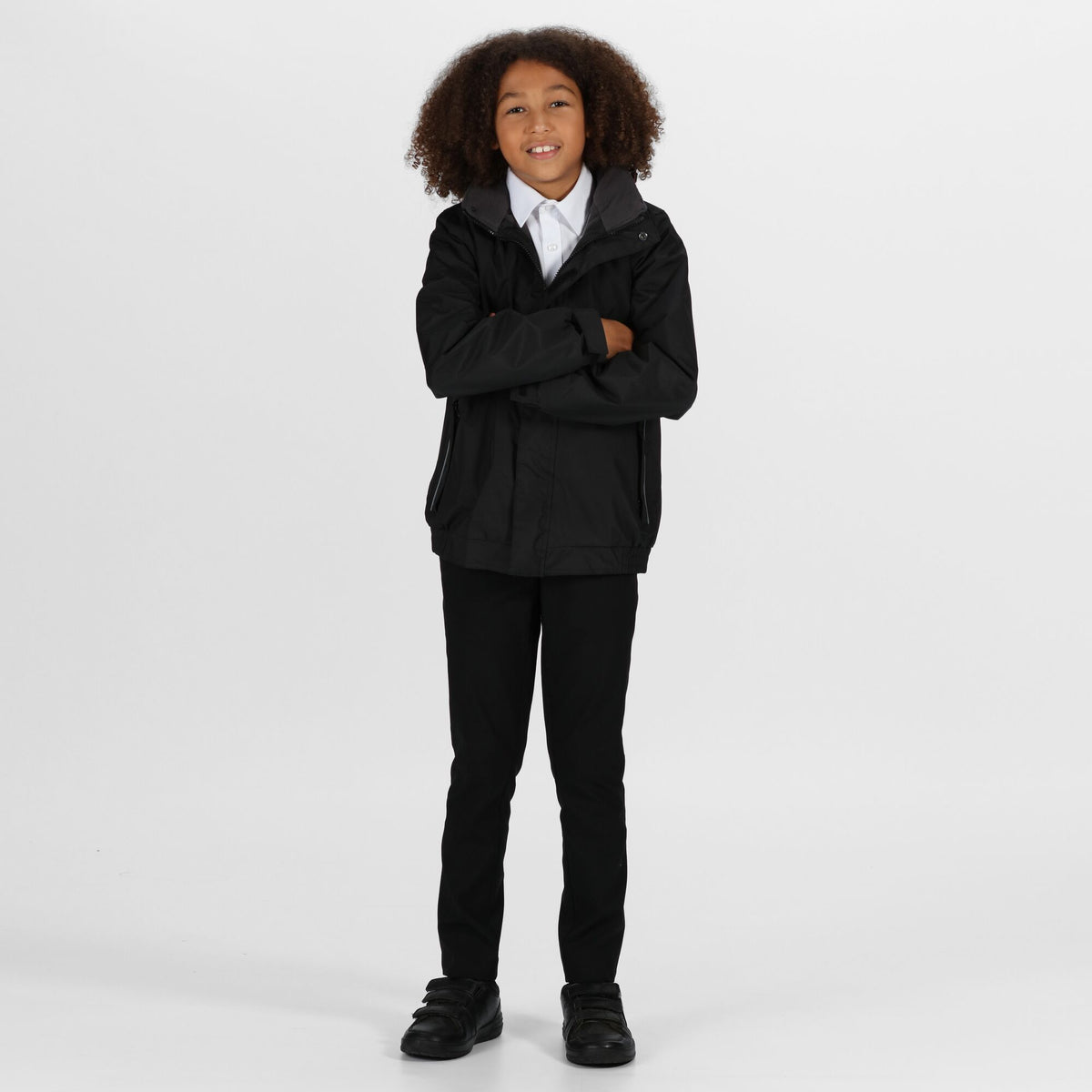 Black-Ash - Lifestyle - Regatta Professional Kids-Childrens Waterproof Windproof Dover Jacket