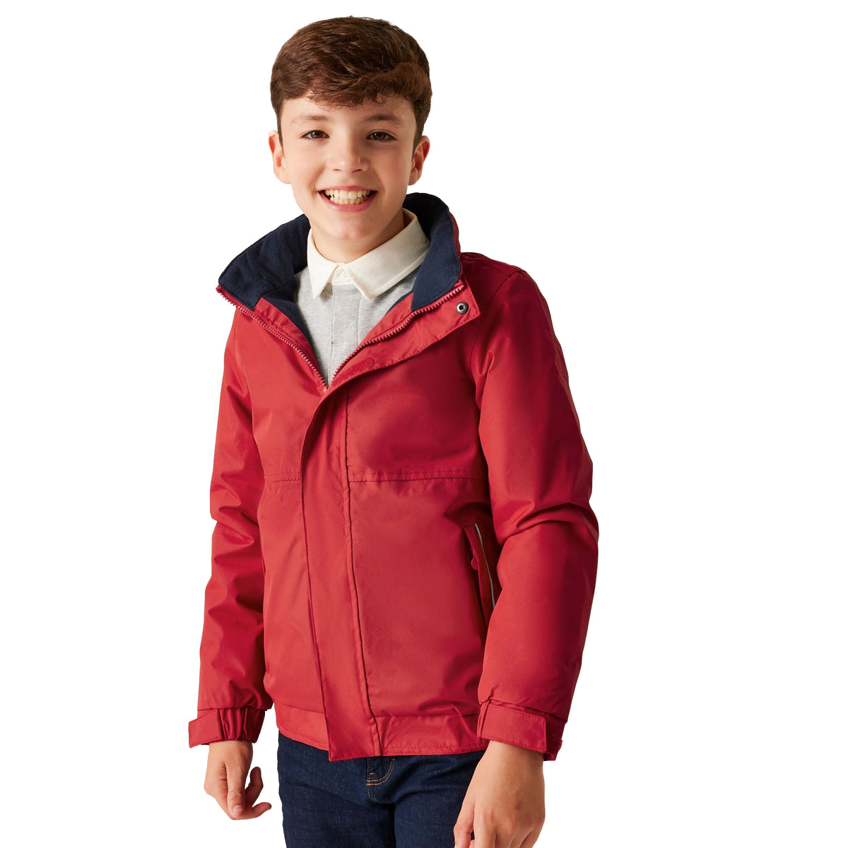 Classic Red-Navy - Side - Regatta Professional Kids-Childrens Waterproof Windproof Dover Jacket