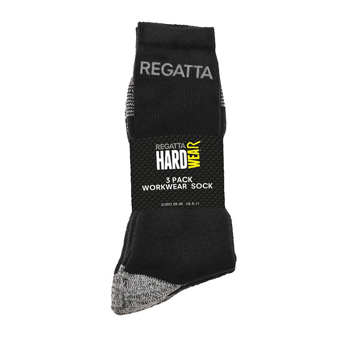 Black - Back - Regatta Hardwear Mens Workwear Socks (Pack Of 3)