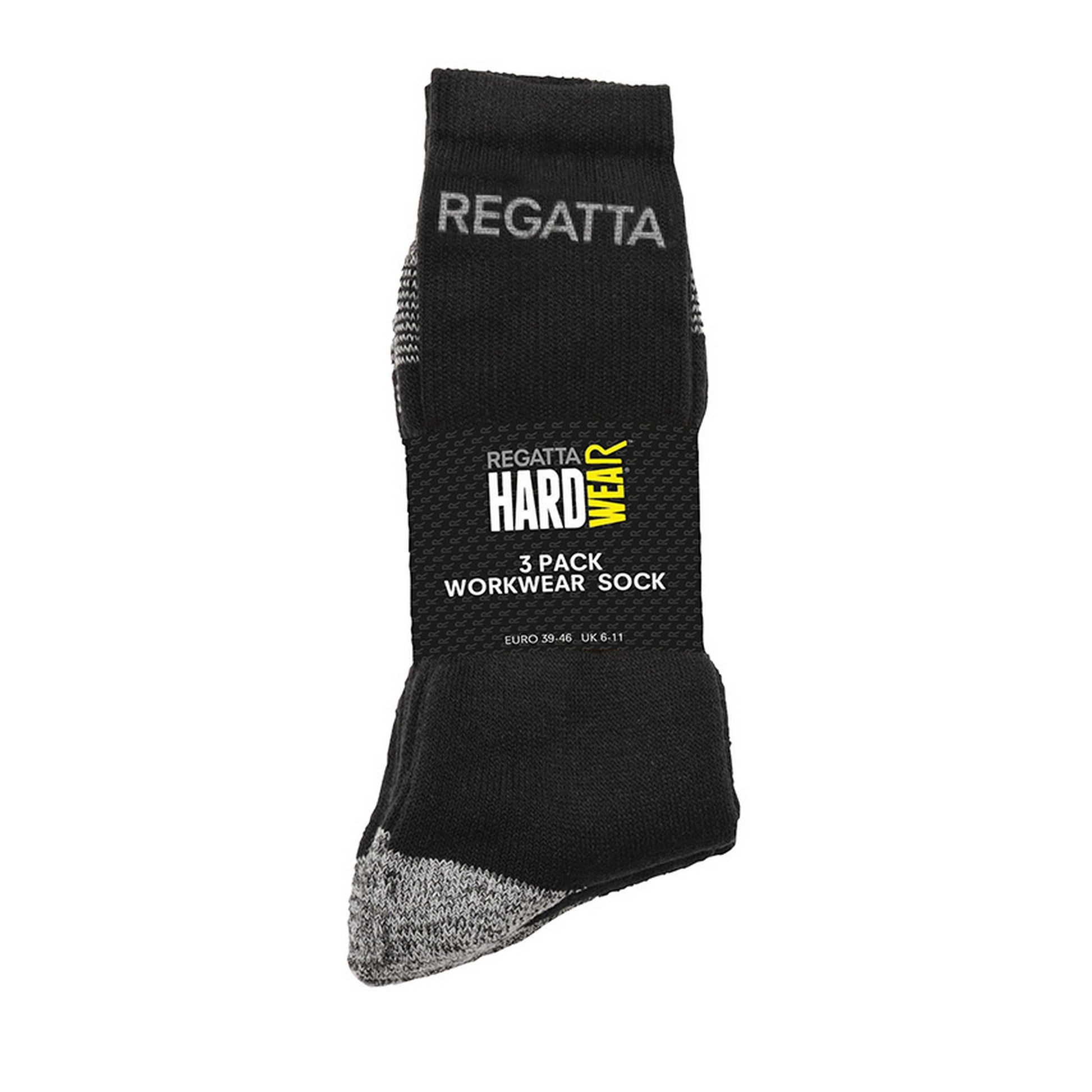 Black - Back - Regatta Hardwear Mens Workwear Socks (Pack Of 3)