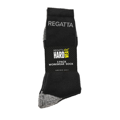 Black - Back - Regatta Hardwear Mens Workwear Socks (Pack Of 3)