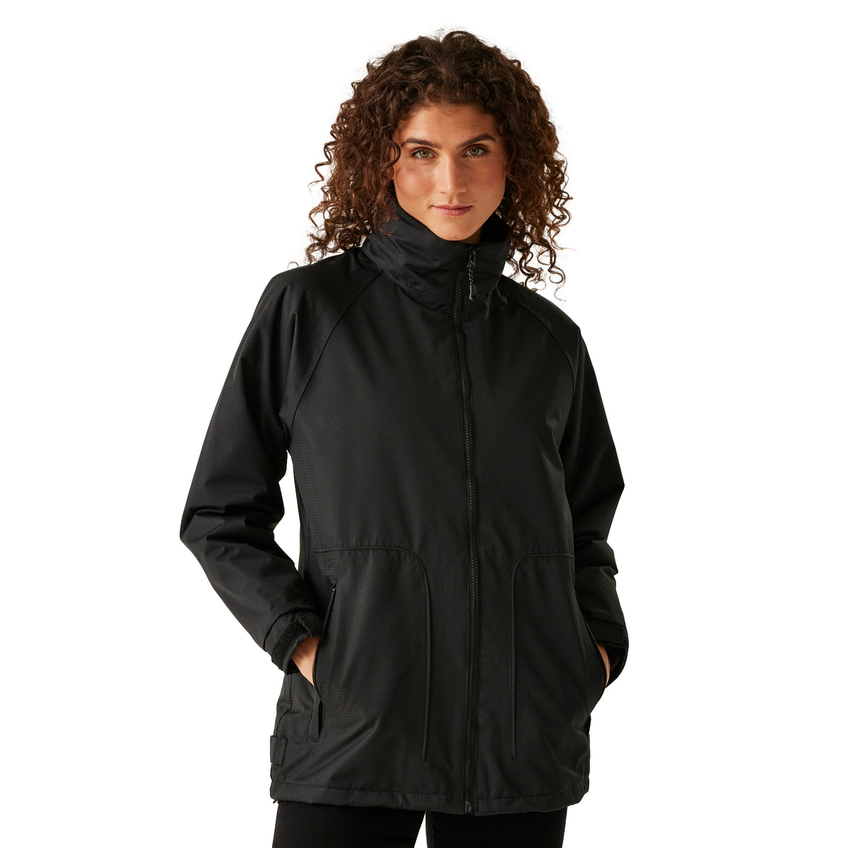 Black - Side - Regatta Professional Great Outdoors Womens-Ladies Waterproof Zip Up Jacket