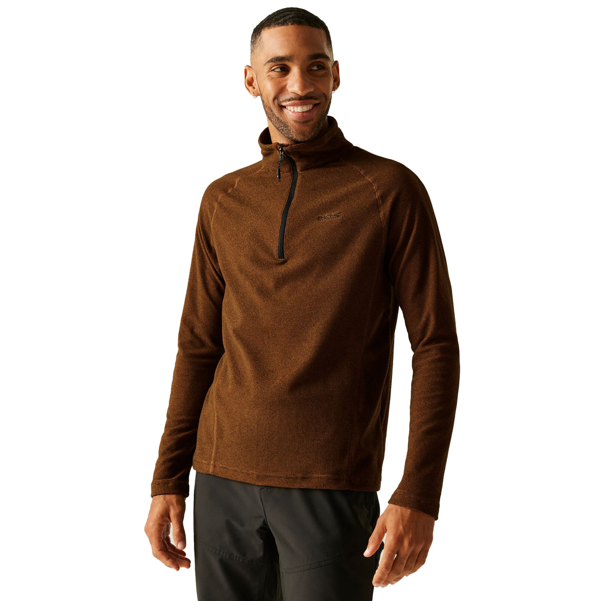 Pumpkin Spice-Black - Lifestyle - Regatta Great Outdoors Mens Montes Funnel Neck Fleece Jumper