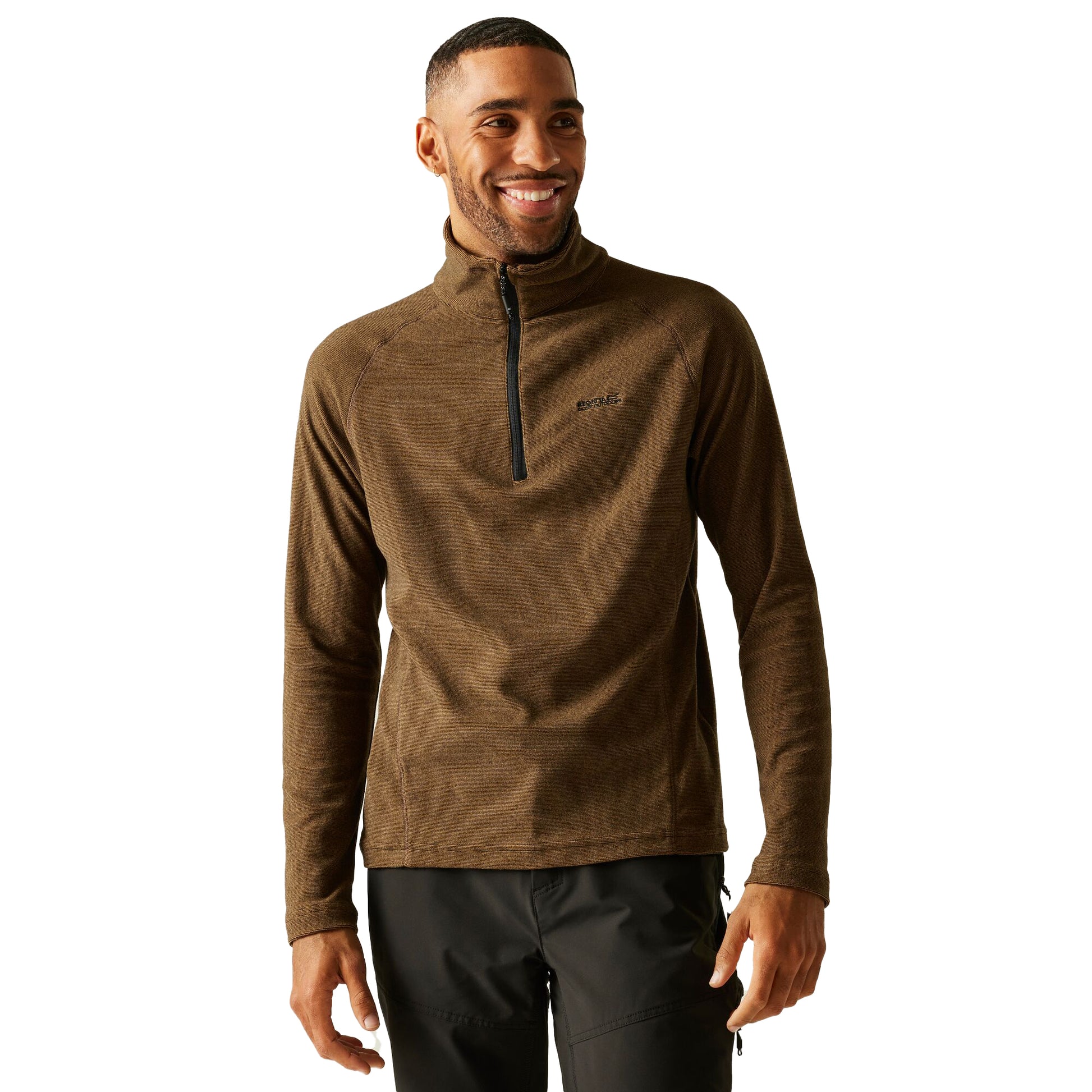 Nut Brown-Black - Lifestyle - Regatta Great Outdoors Mens Montes Funnel Neck Fleece Jumper