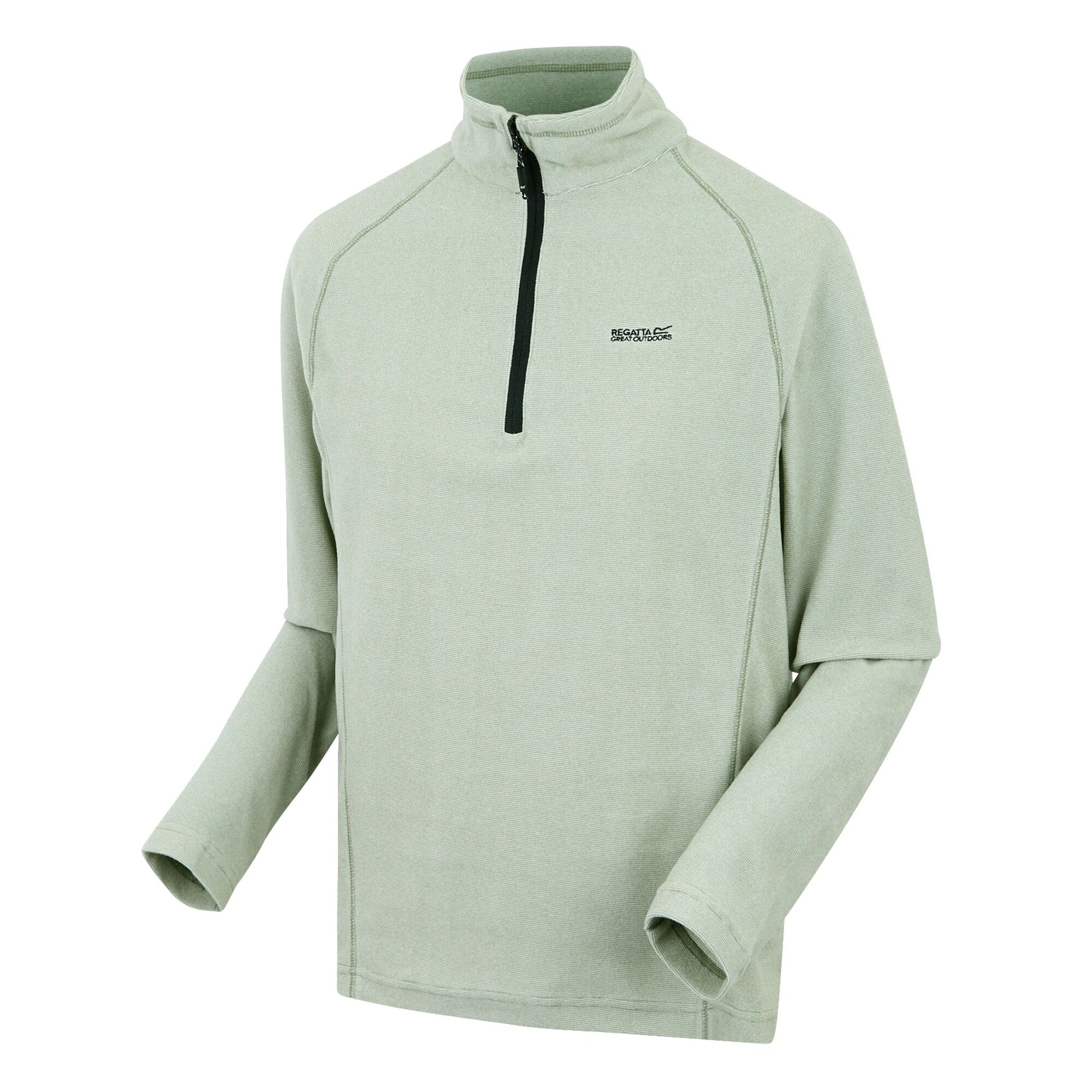 Oil Green-Stone White - Side - Regatta Great Outdoors Mens Montes Funnel Neck Fleece Jumper