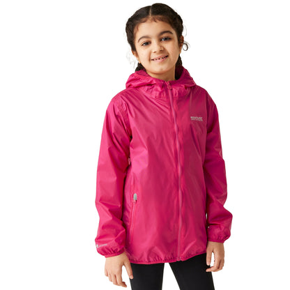 Pink - Lifestyle - Regatta Great Outdoors Childrens-Kids Lever II Packaway Rain Jacket