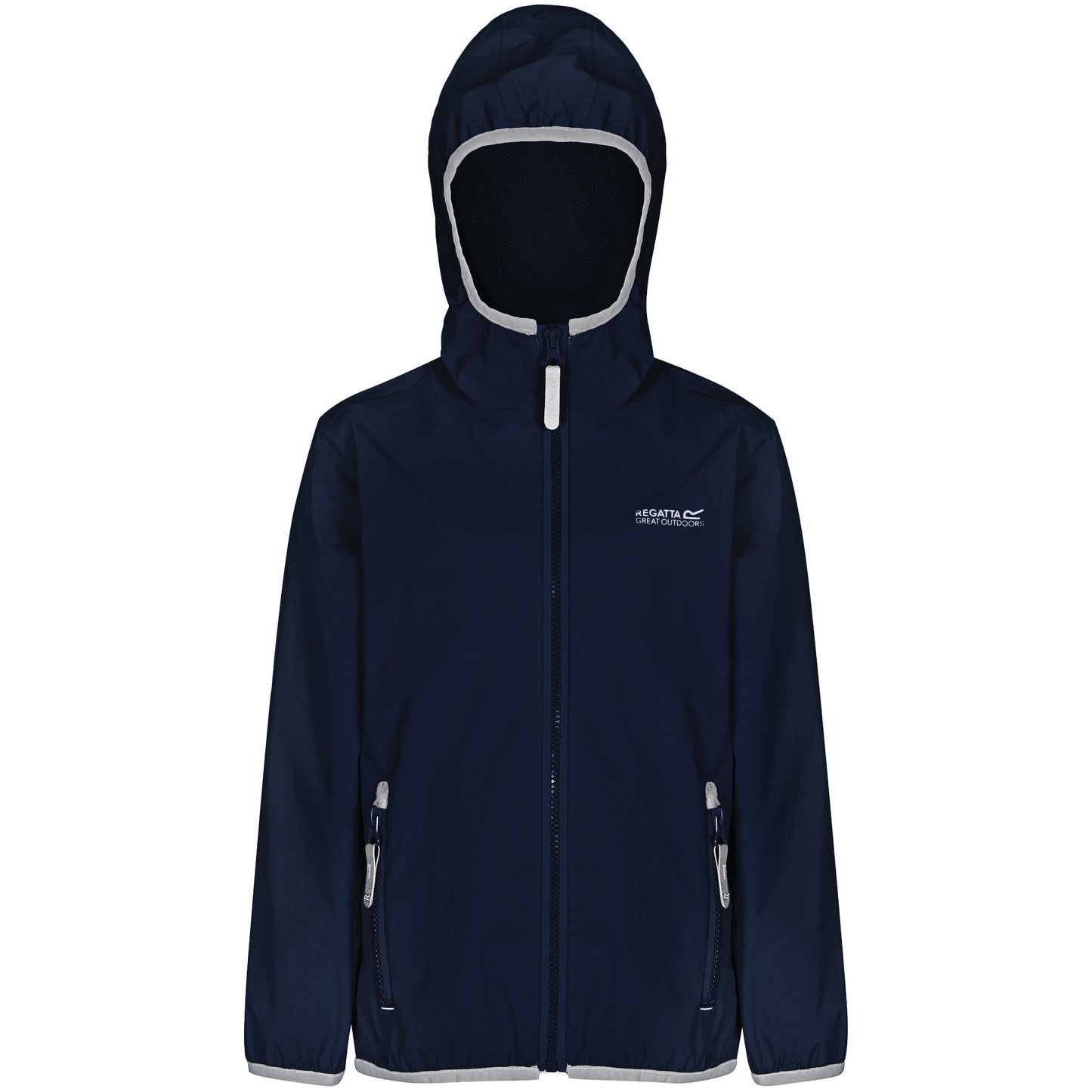 Navy - Front - Regatta Great Outdoors Childrens-Kids Lever II Packaway Rain Jacket