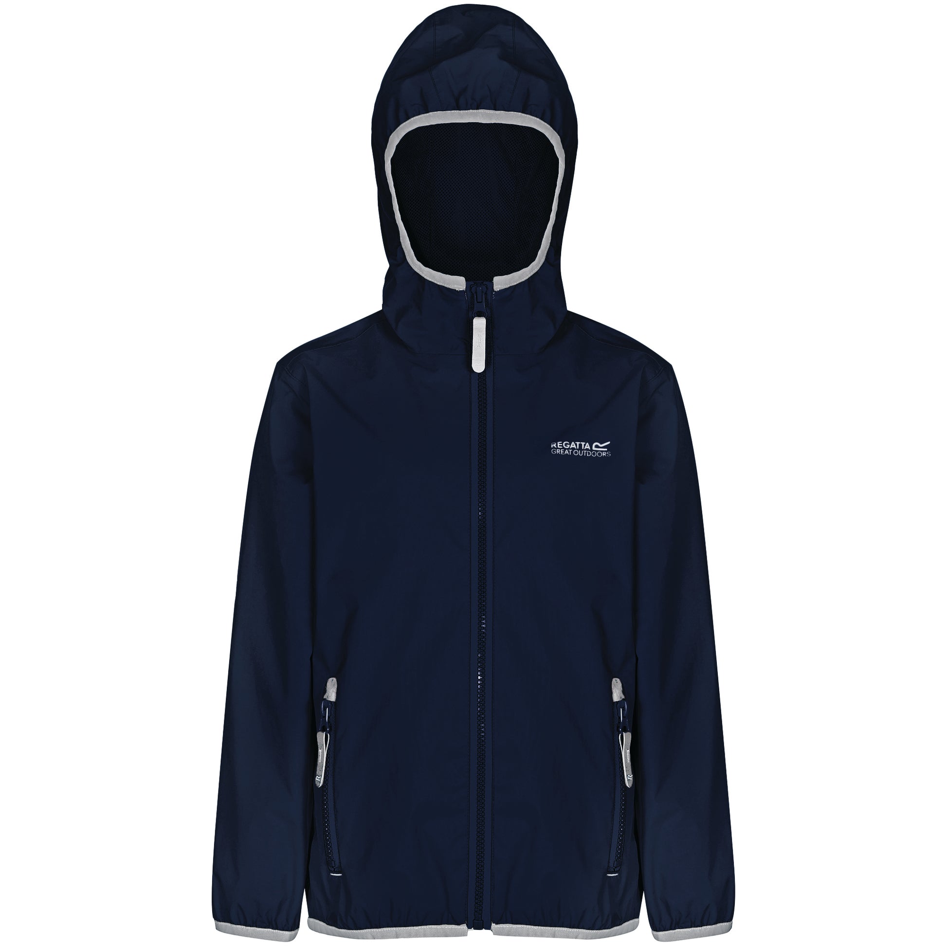 Navy - Front - Regatta Great Outdoors Childrens-Kids Lever II Packaway Rain Jacket