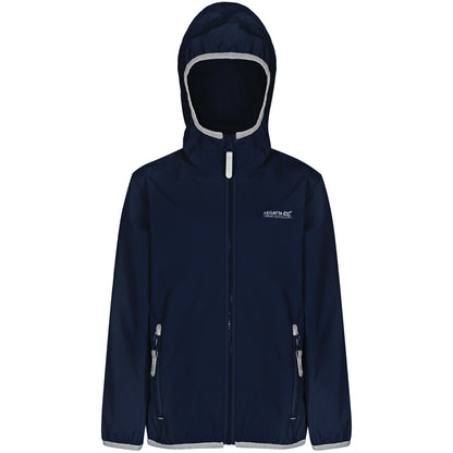Navy - Front - Regatta Great Outdoors Childrens-Kids Lever II Packaway Rain Jacket