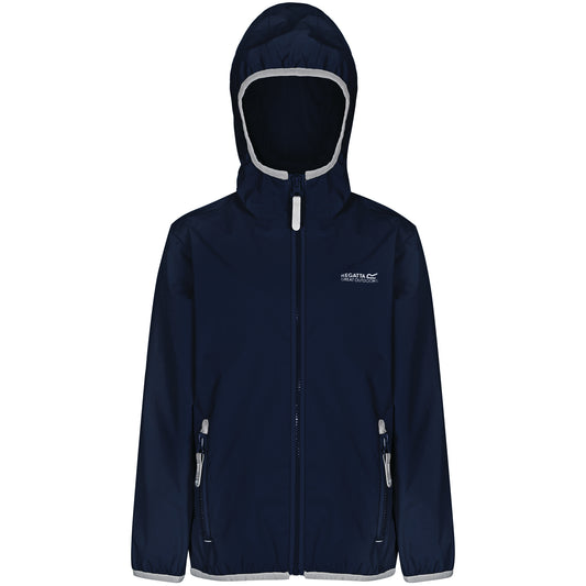 Navy - Front - Regatta Great Outdoors Childrens-Kids Lever II Packaway Rain Jacket