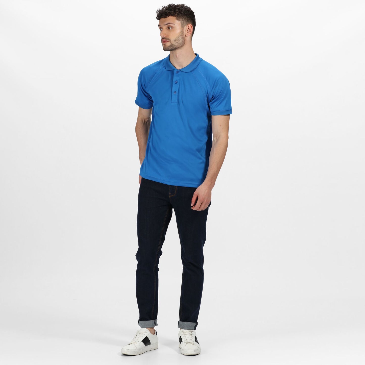 Oxford Blue - Side - Regatta Professional Mens Coolweave Short Sleeve Polo Shirt