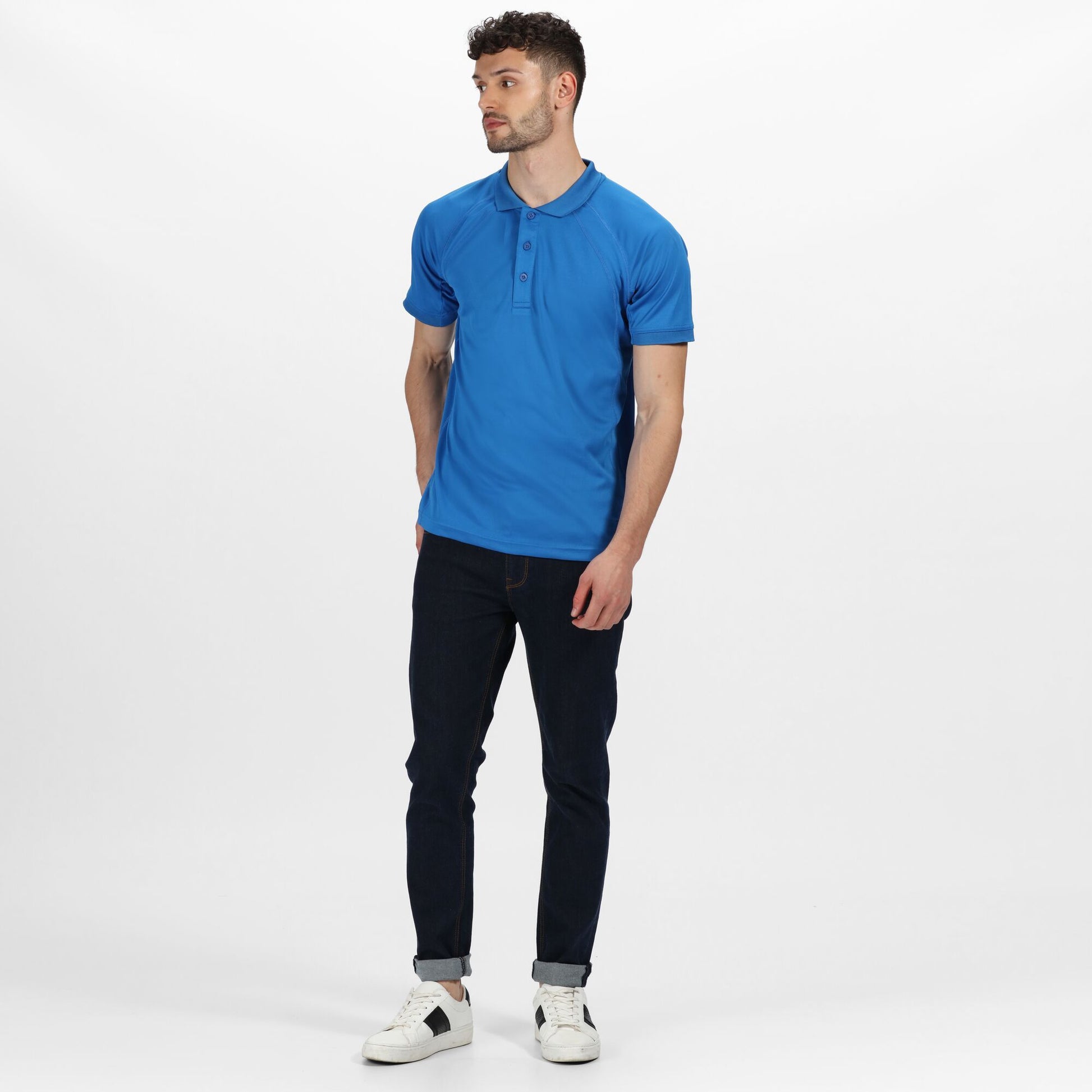 Oxford Blue - Side - Regatta Professional Mens Coolweave Short Sleeve Polo Shirt