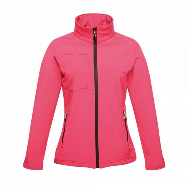 Hot Pink-Black - Front - Regatta Professional Womens-Ladies Octagon II Waterproof Softshell Jacket