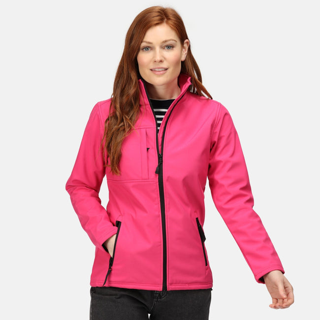 Hot Pink-Black - Back - Regatta Professional Womens-Ladies Octagon II Waterproof Softshell Jacket