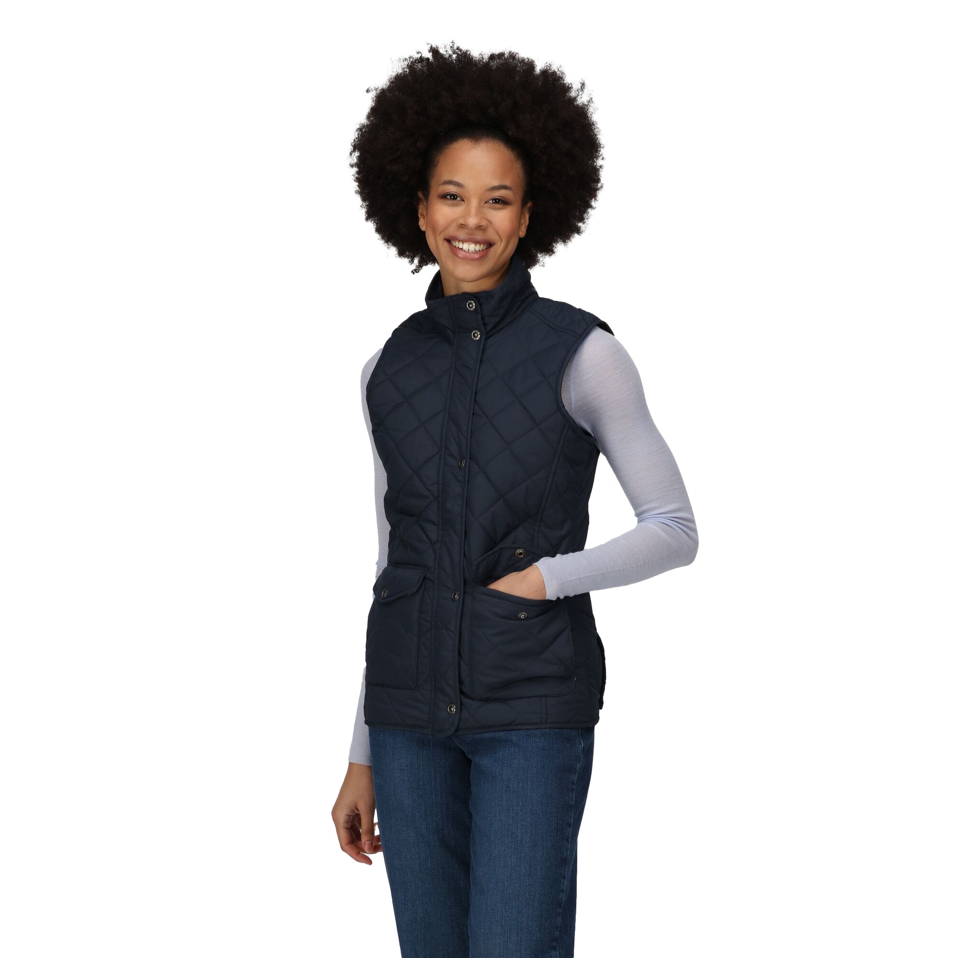 Navy - Side - Regatta Professional Womens-Ladies Body Warmer