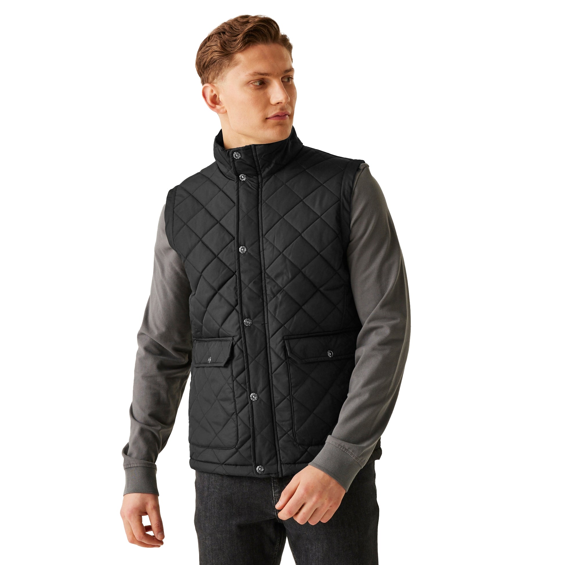 Black - Side - Regatta Professional Mens Quilted Body Warmer