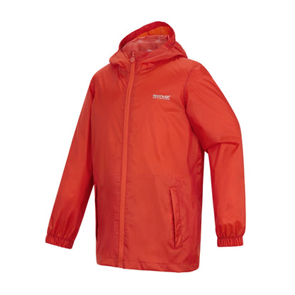 Rusty Orange - Side - Regatta Great Outdoors Childrens-Kids Pack It Jacket III Waterproof Packaway Black