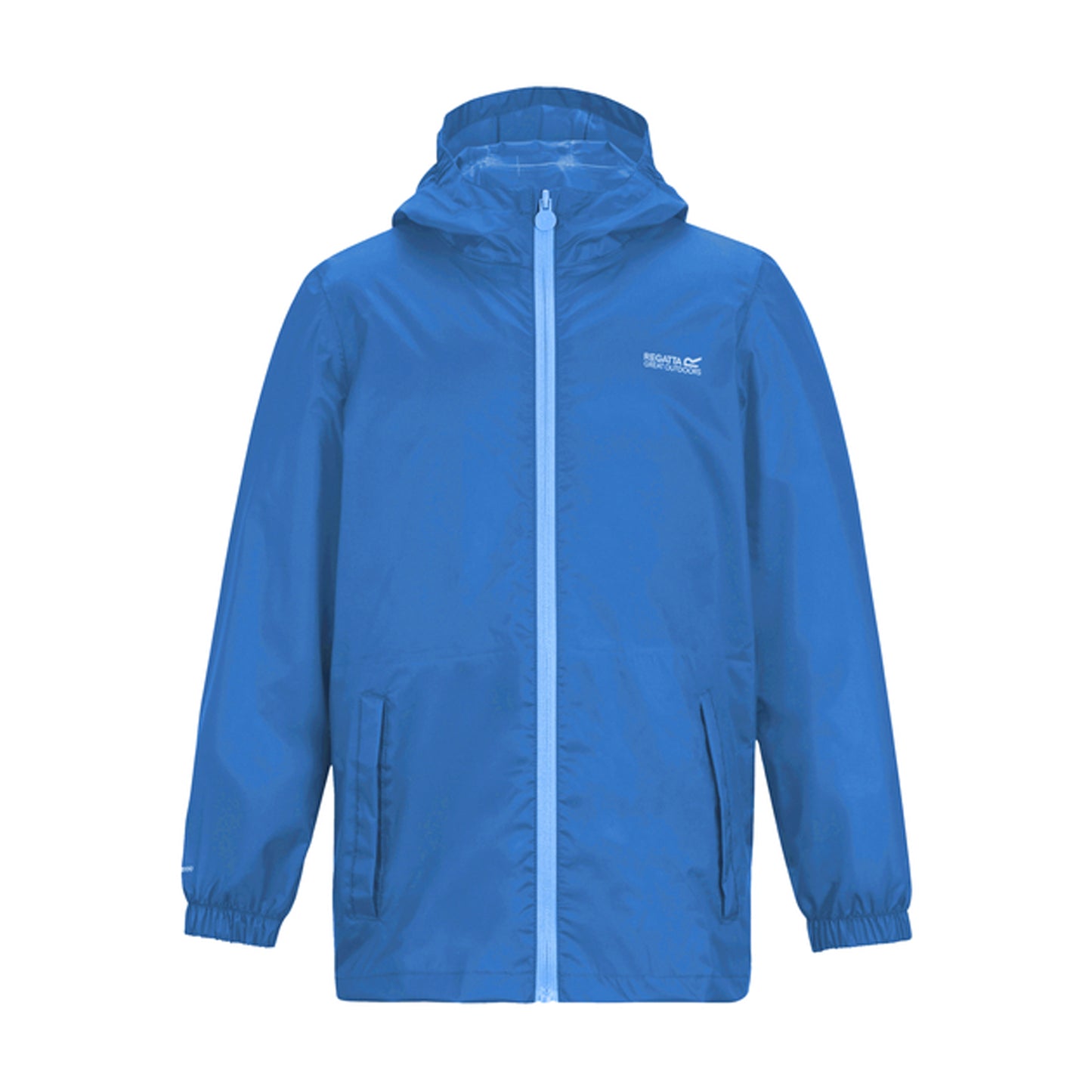 Sonic Blue - Front - Regatta Great Outdoors Childrens-Kids Pack It Jacket III Waterproof Packaway Black