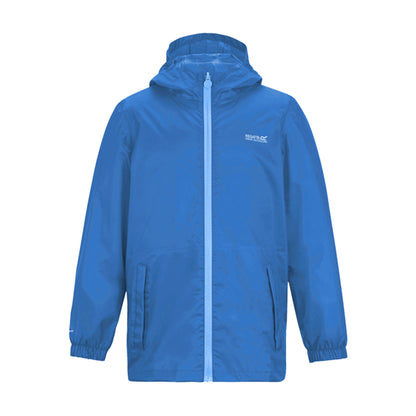 Sonic Blue - Front - Regatta Great Outdoors Childrens-Kids Pack It Jacket III Waterproof Packaway Black