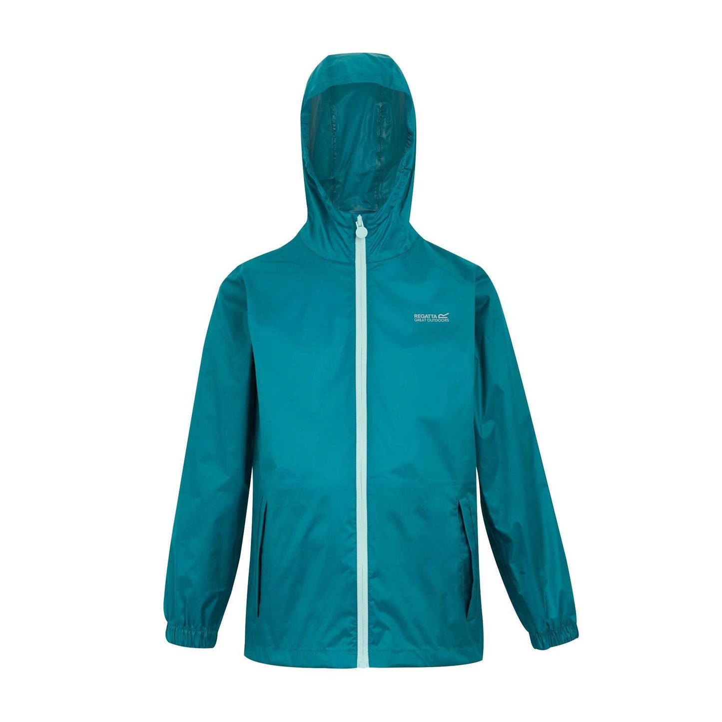 Exotic Plume-Icy Morn - Front - Regatta Great Outdoors Childrens-Kids Pack It Jacket III Waterproof Packaway Black